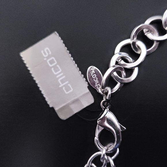 CHICOS Silver Tone Chunky Multi Chain Mail Necklace - Picture 4 of 4